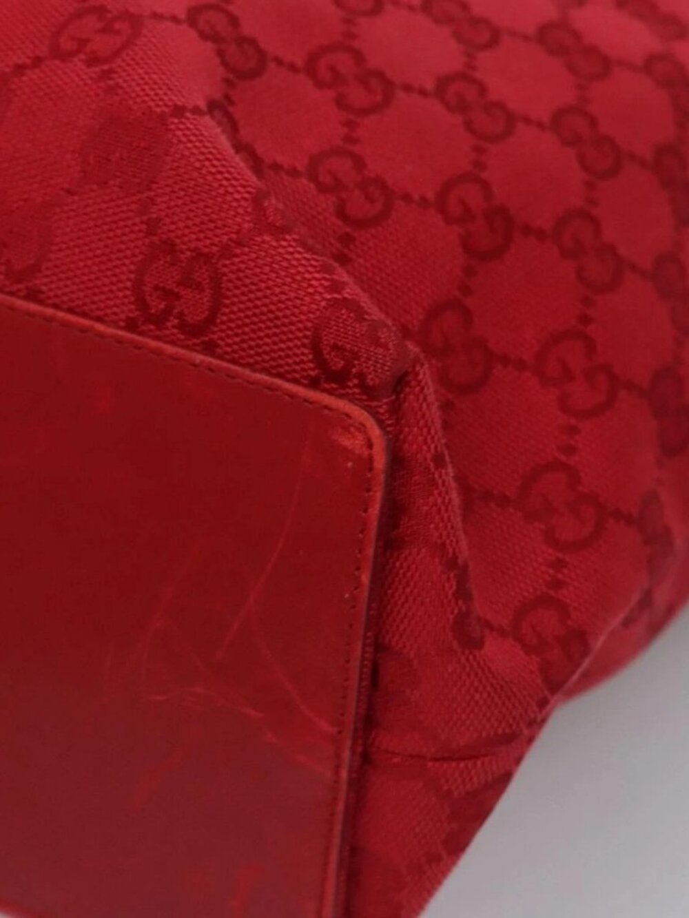 GUCCI GG Canvas Tote Bag Red gold 002 1098 Auth nb221 - Picture 3 of 16